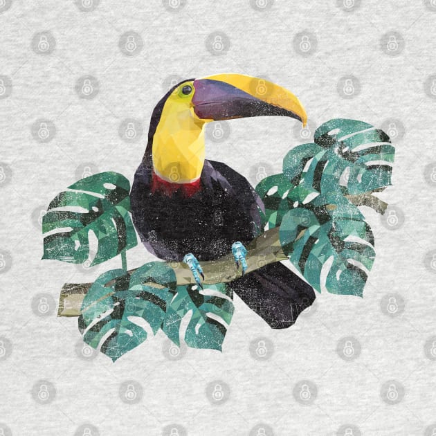 Polygonal art of toucan bird with grunge texture. by Lewzy Design